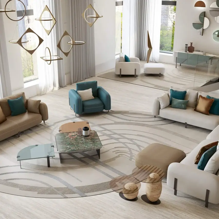 Exceptional Bizzotto Italia Amulet sofa with light beige textile upholstery and titanium finished legs