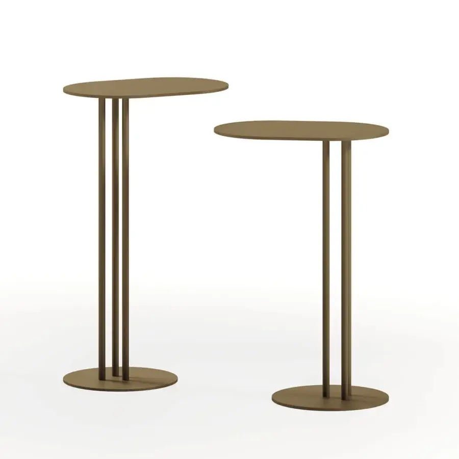 Elegant Reflex Luna side table crafted with bronze-finished metal, exhibiting a minimalist geometric form and matte surface