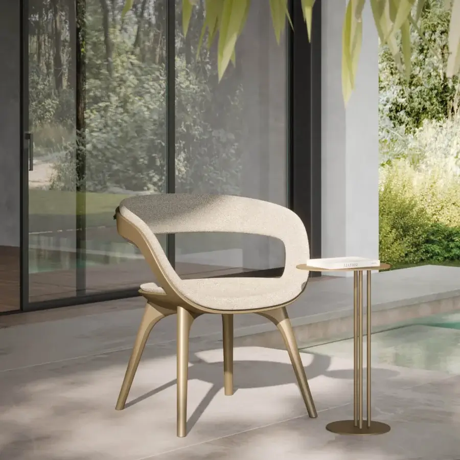 Exceptional Reflex Luna side table with cylindrical legs crafted in bronze-finished metal for contemporary interiors
