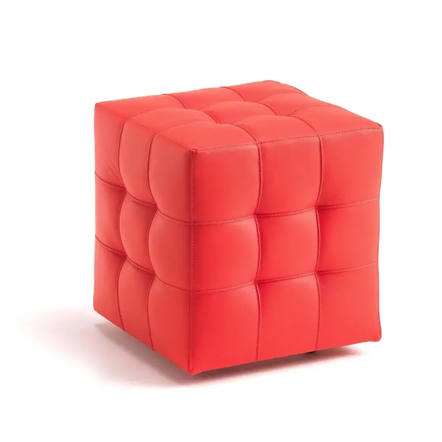 Exceptional Cattelan Italia Bob ottoman with vibrant red tufted cover in high-end synthetic leather and smooth finish