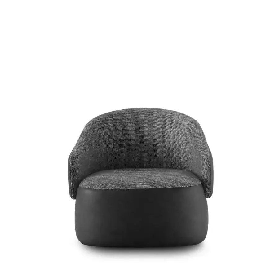 Distinguished 4 Mariani Twibe lounge chair with gray and white woven textile and matte black base crafted with meticulous detail