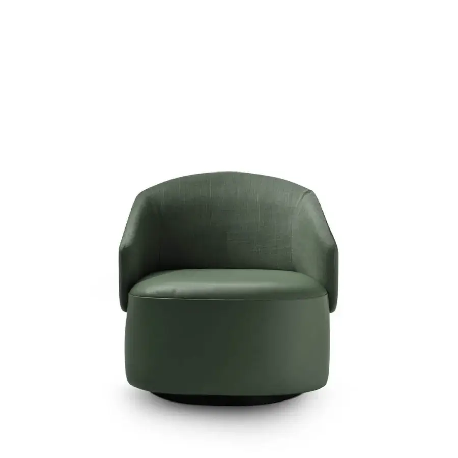 Sophisticated 4 Mariani Twibe lounge chair with muted green textured textile and smooth synthetic material base