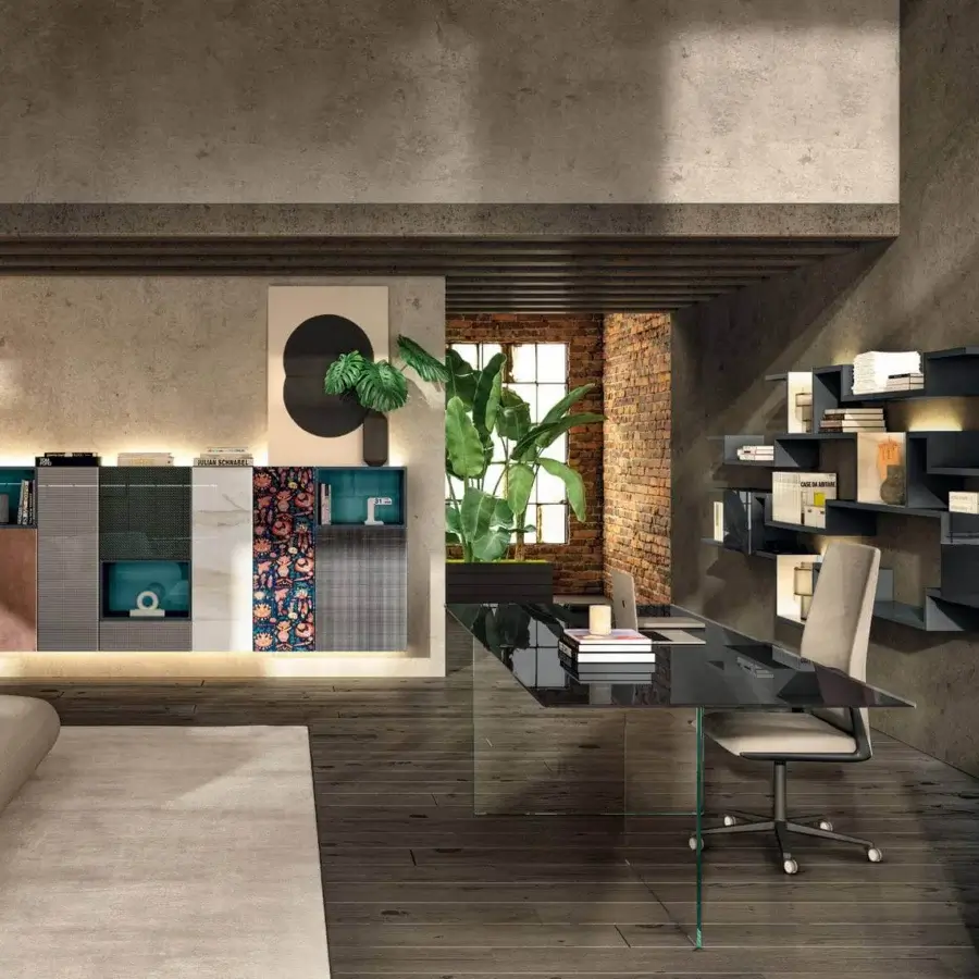Innovative Lago Air Slim table with clear glass top and tempered glass legs in glossy finish embodies Italian design