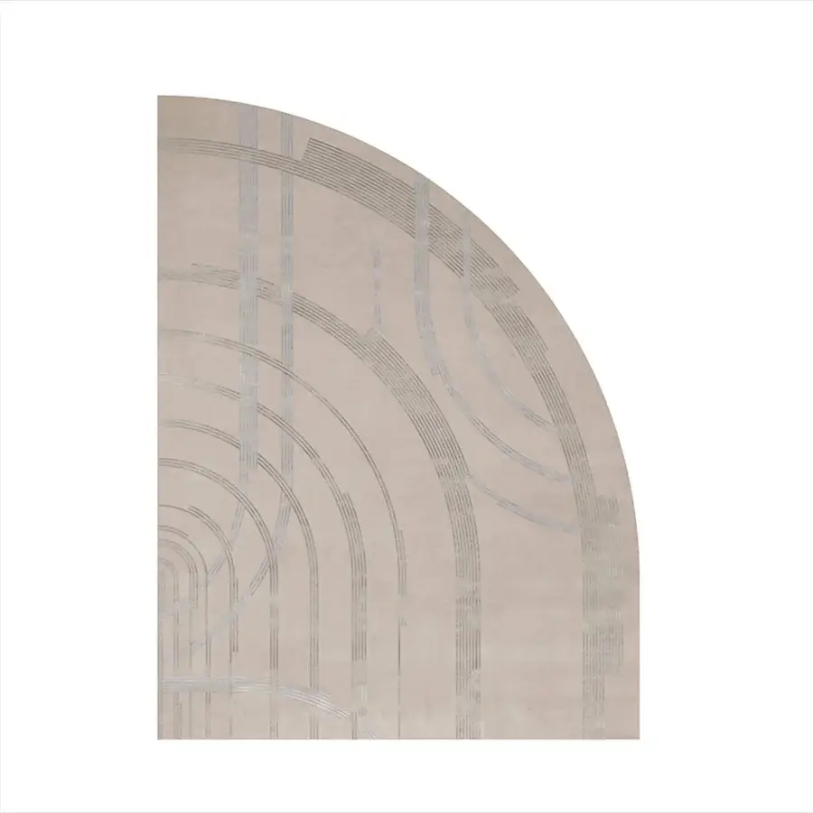 Superior Bizzotto Italia Drop rug displays concentric curved and parallel lines in beige wool and viscose textile
