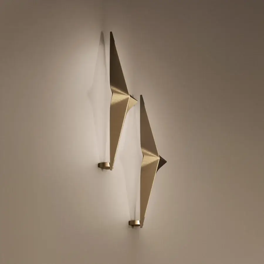 Superior Bizzotto Italia Noshi wall lamp crafted in recycled aluminum with a brushed golden-bronze finish