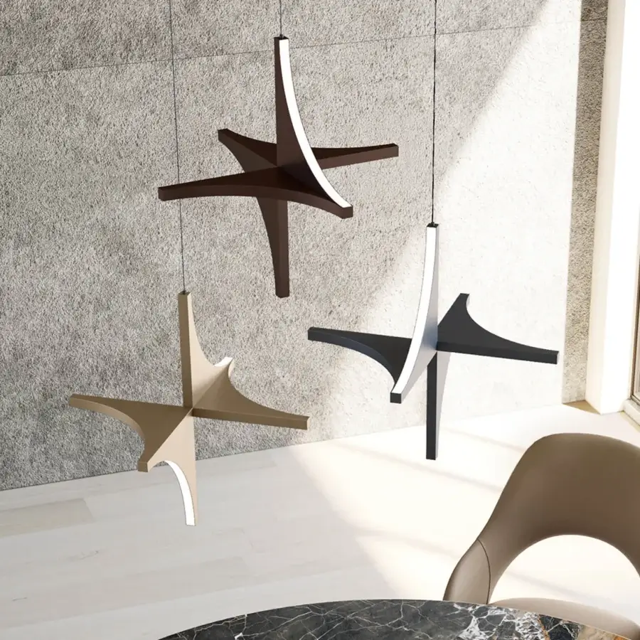 Distinguished Bizzotto Italia Papillon suspension lamp crafted in dark brown Ottone with a geometric form