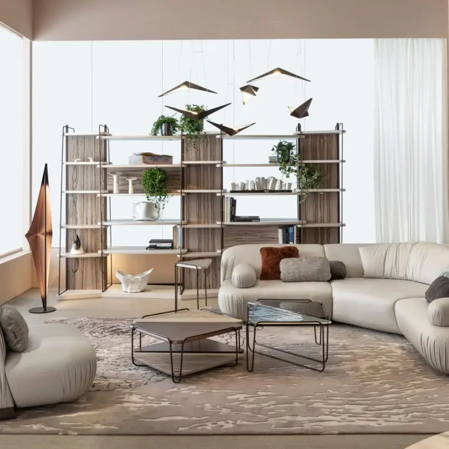 Captivating Bizzotto Italia Noshi suspension lamp with angular, bi-directional design crafted in recycled aluminum with a matte finish