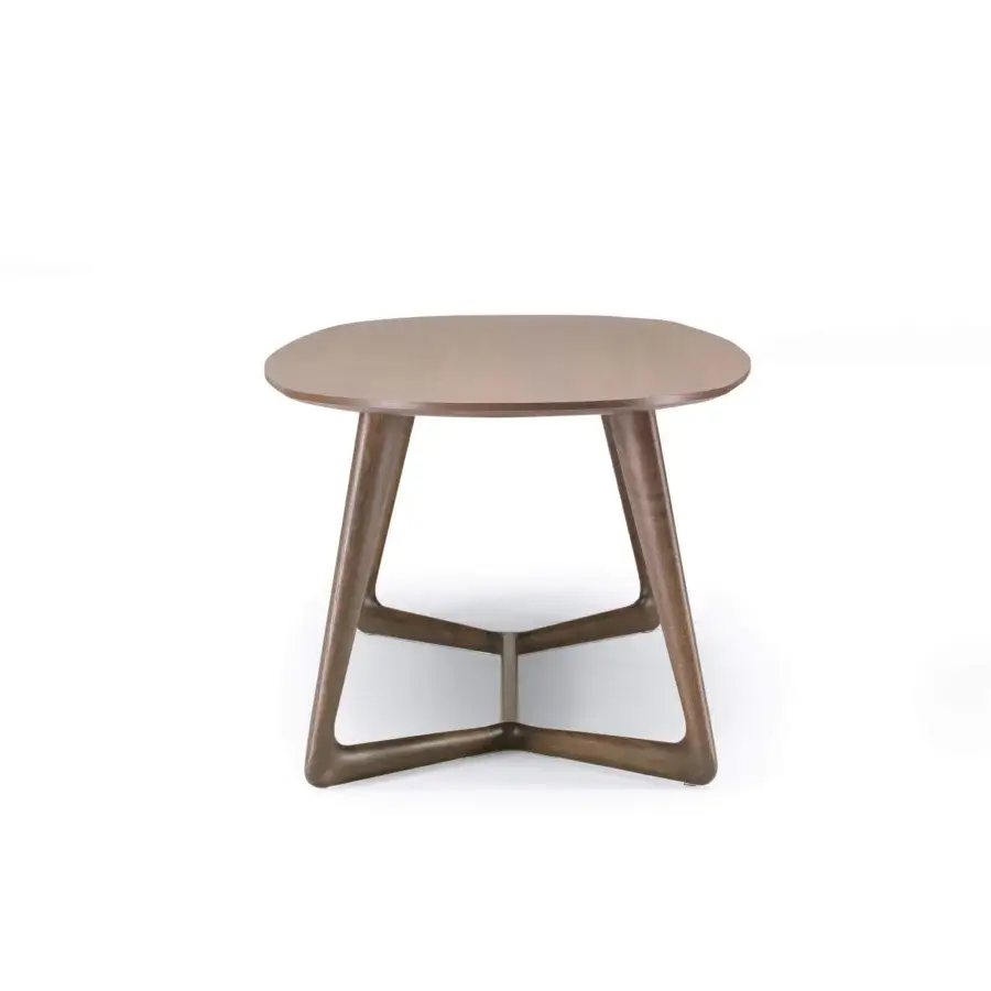 Superior Pacini & Cappellini Cover table with curved lines in medium brown veneered ash wood and solid ash wood base with a smooth finish