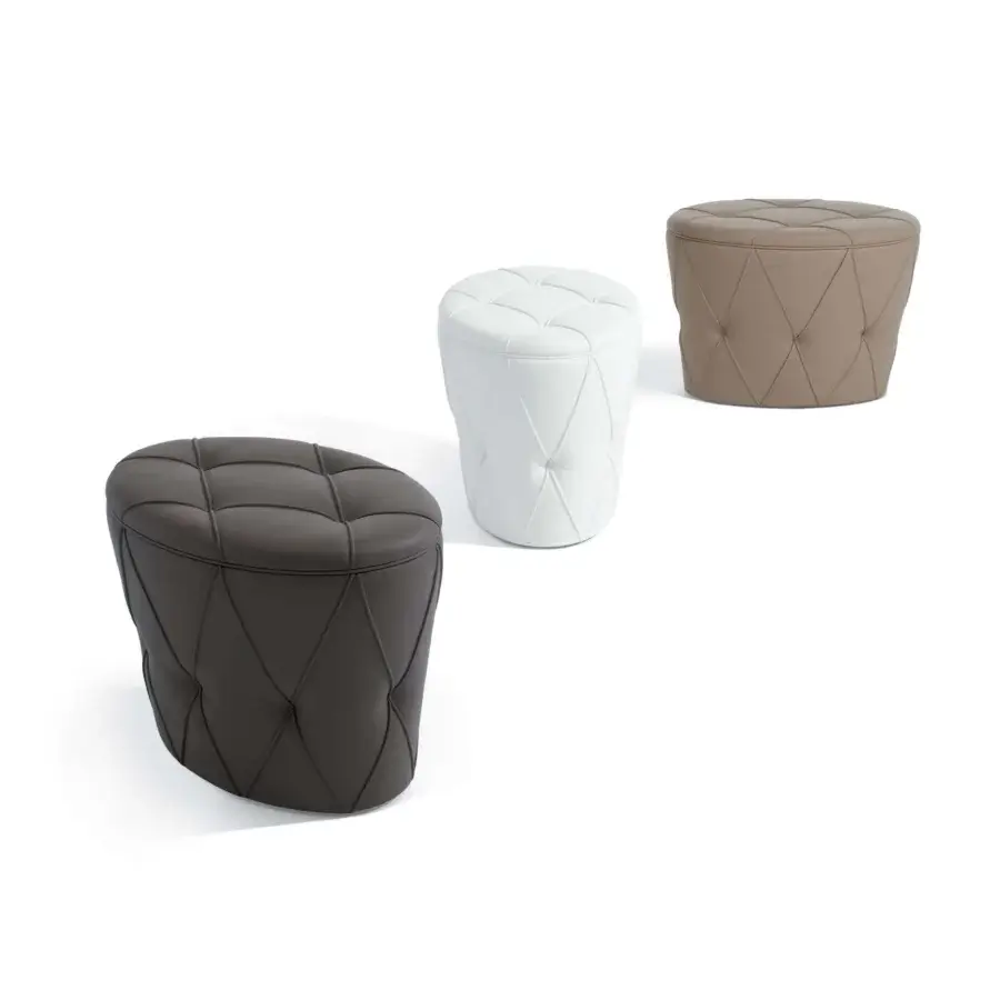 Elegant Cattelan Italia Pinko ottoman crafted in synthetic leather with a quilted dark brown matte finish