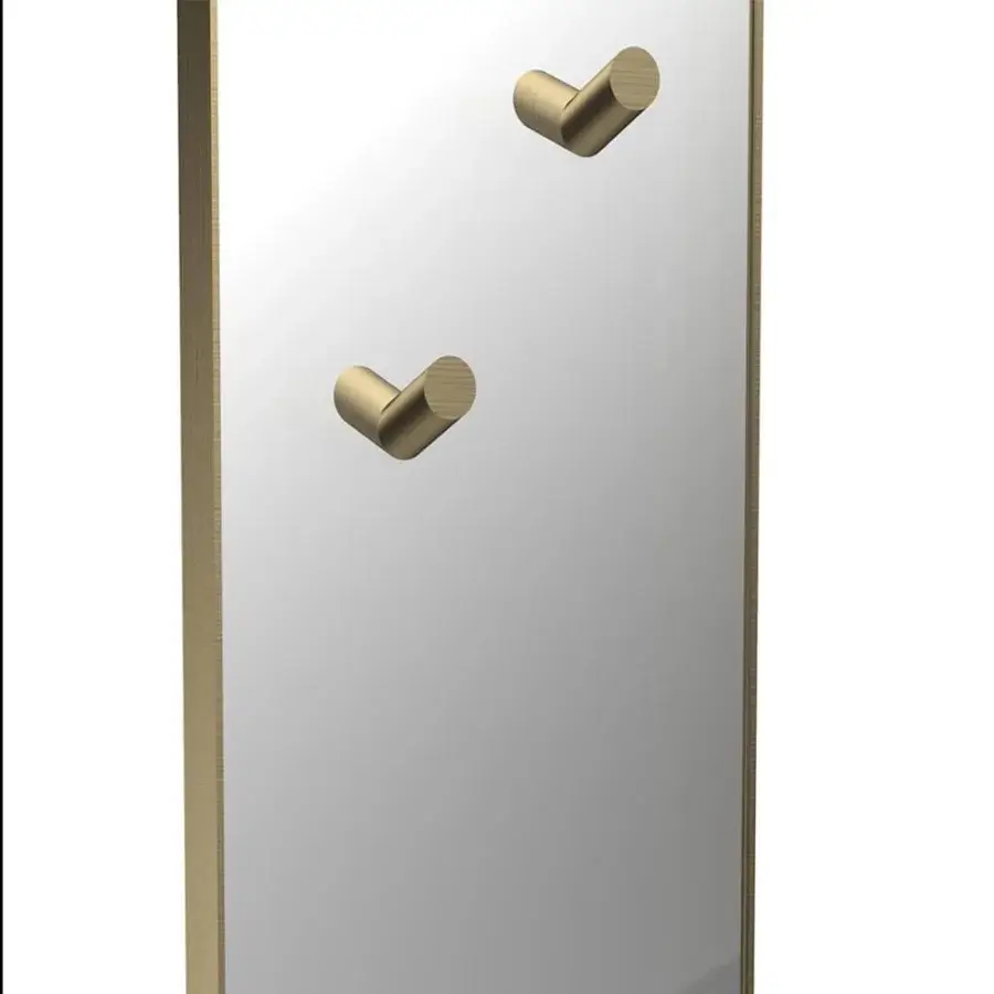 Elegant Reflex Oh room divider with bronze finish, wood glass and mirror, plus gold hooks