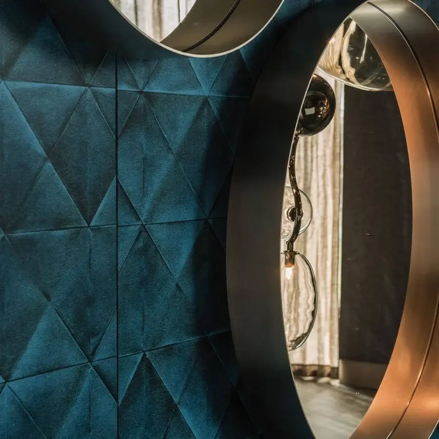 Superior Cattelan Italia Wish mirror with graphite embossed lacquered steel frame and dark matte finish