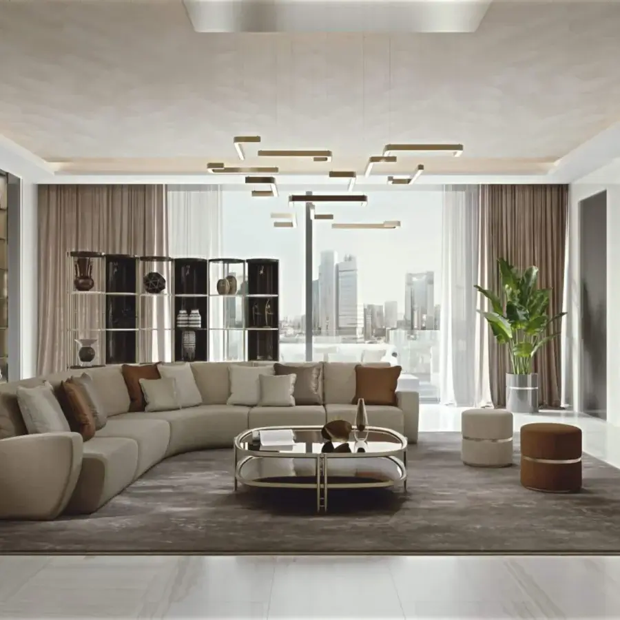 Distinguished Bizzotto Italia Ikat coffee table with clear glass tiers and glossy gold lacquered metal legs