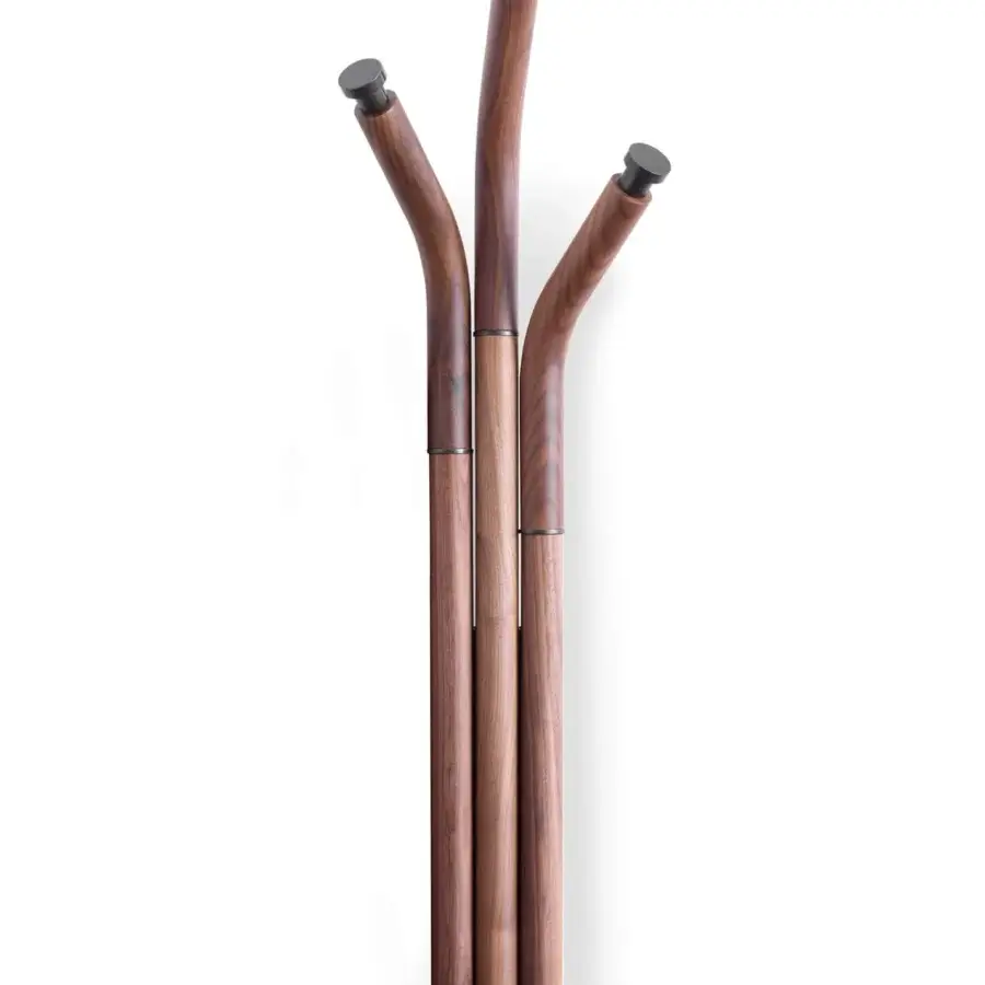 Elegant Pacini & Cappellini Mikado coat stand with titanium details and natural wood grain crafted in Italy