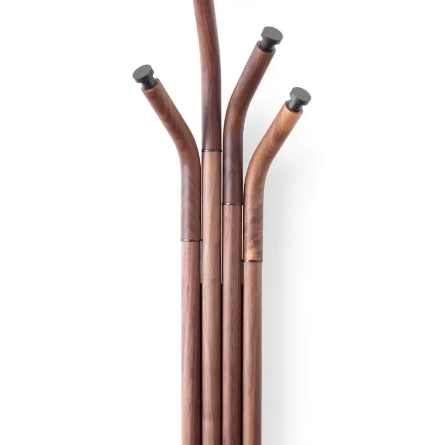Distinguished Pacini & Cappellini Mikado coat stand with titanium painted metal and bundled solid wood construction