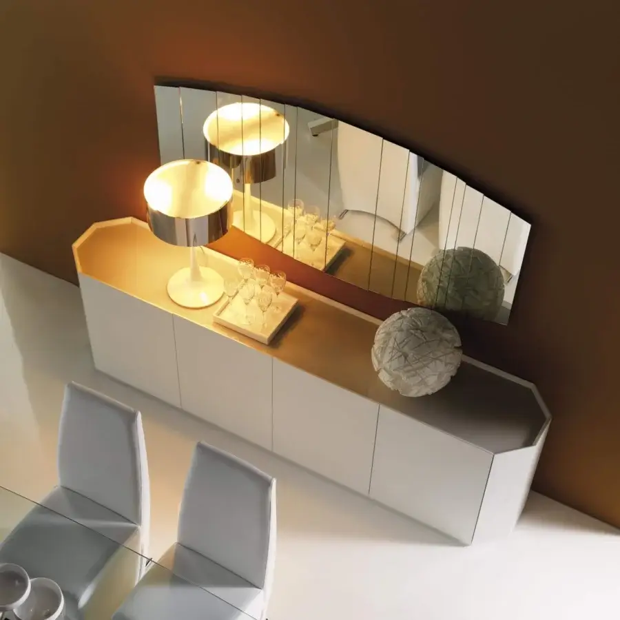 Distinguished Cattelan Italia Chelsea sideboard in matt lacquered wood with a luxurious bronze mirrored glass top