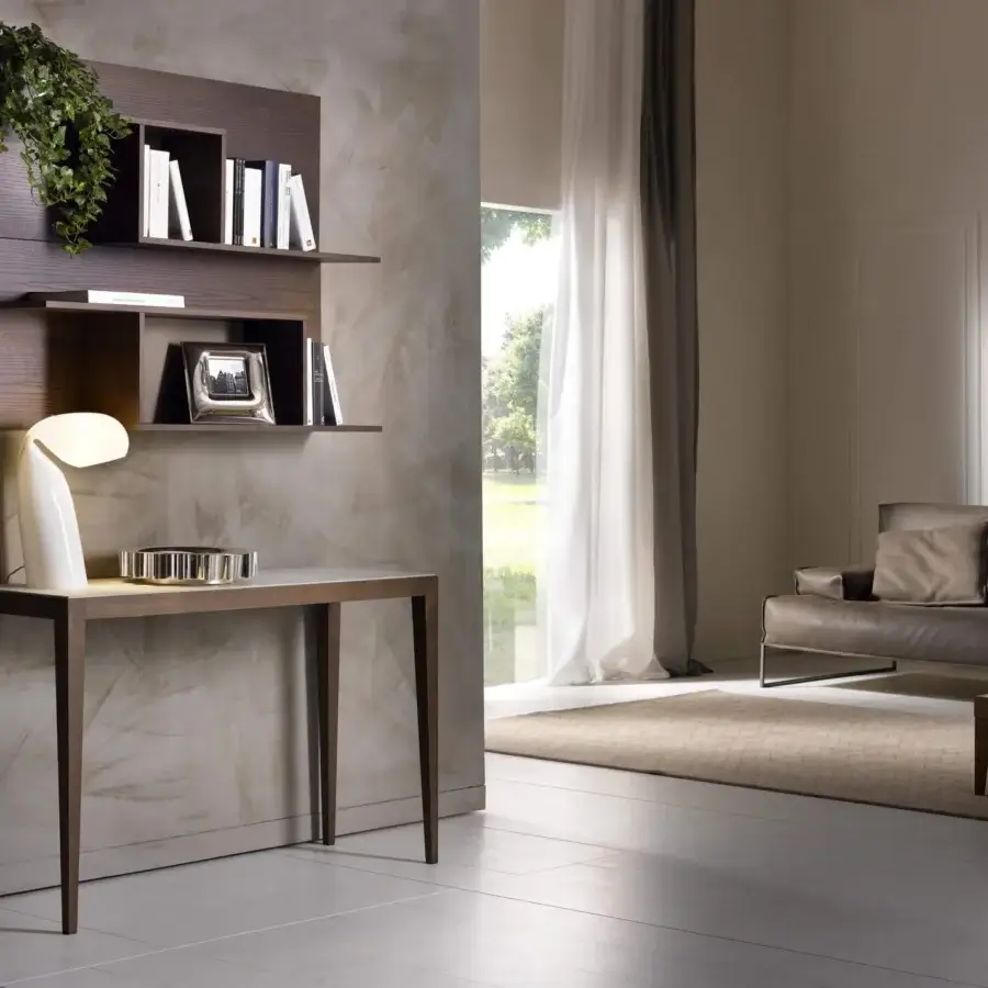Superior Pacini & Cappellini Dominique console crafted in dark brown wood with visible ash wood grain and a sleek silhouette