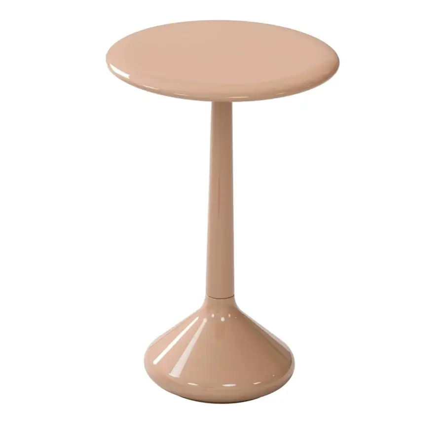 Exclusive CPRN Homood Eda side table in light tan lacquered wood with a glossy sheen crafted in Italy