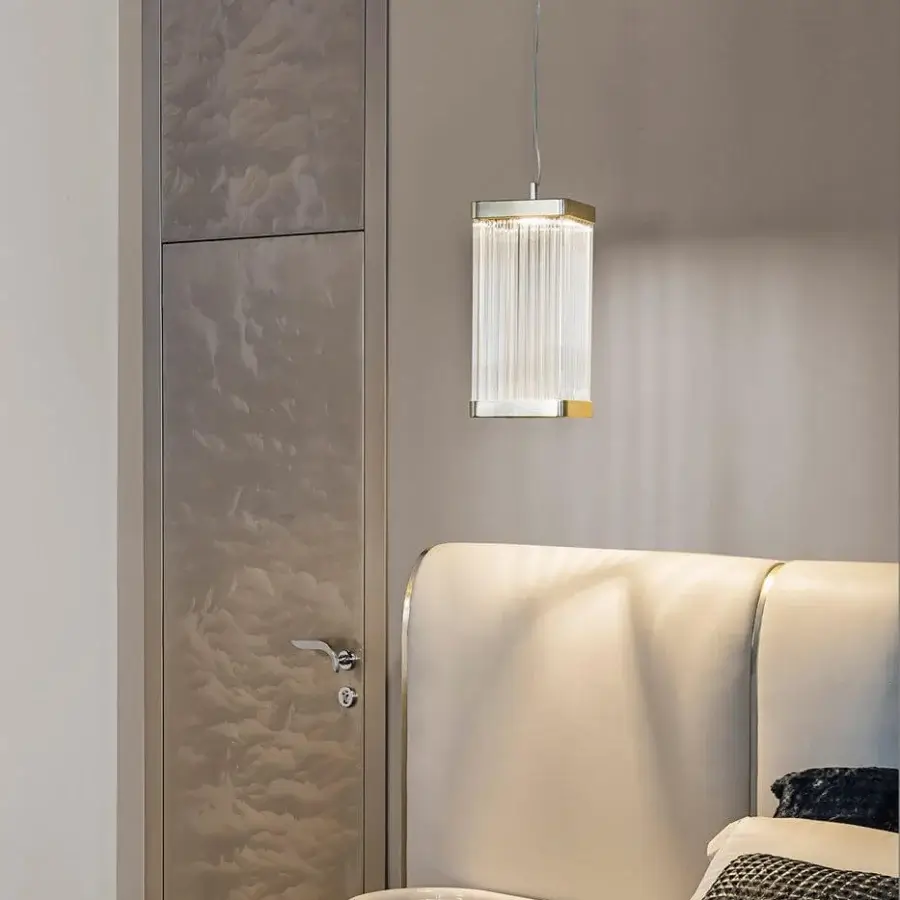 Exceptional Bizzotto Italia Ikat suspension lamp in clear ribbed glass with 24KT gold galvanization