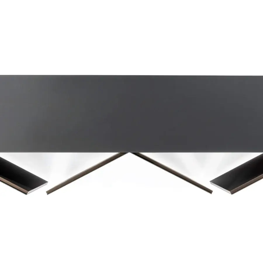 Elegant Reflex Monolite sideboard with dark gray glass covering a wooden structure and bronze finish accents