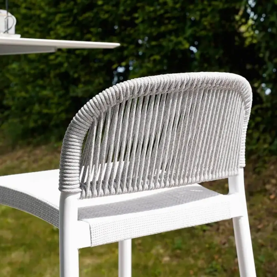 Sophisticated Varaschin Clever stool with aluminum frame and grey VAR#TEX technical fabric woven seat