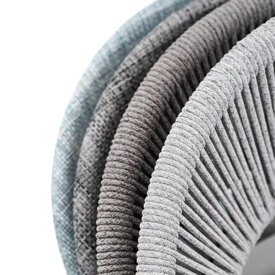 Remarkable Varaschin Clever stool with aluminum frame woven in gradient blue-green and gray VAR#TEX technical fabric