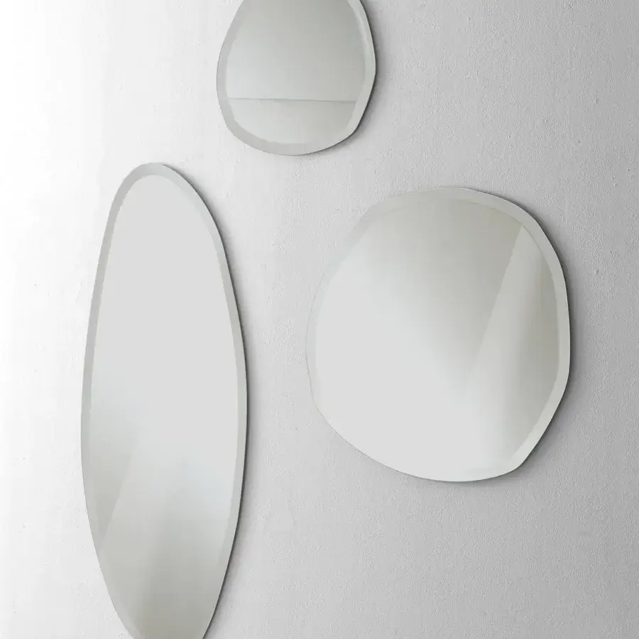 Elegant Pacini & Cappellini Stone mirror crafted in Italy with beveled edge and organic clear glass