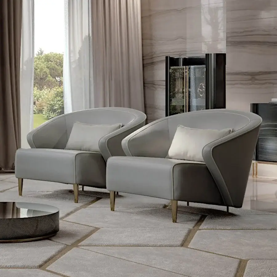 Superior Bizzotto Italia Wave lounge chair in light gray smooth synthetic material with lacquered metal structure