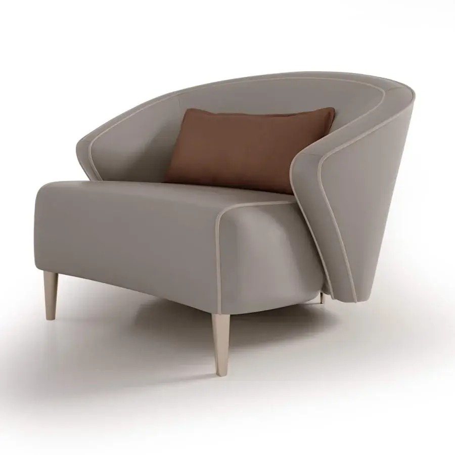 Exceptional Bizzotto Italia Wave lounge chair with light gray lacquered metal and brown cushion backrest with smooth matte finish