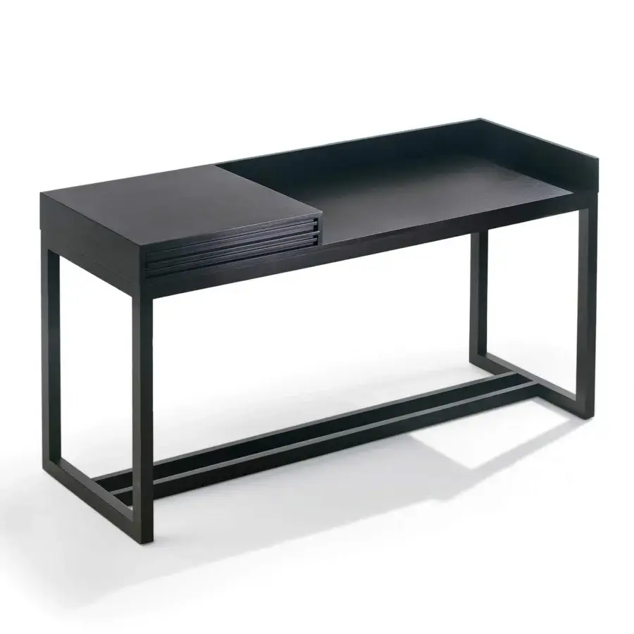 Exceptional Athena desk by Pacini & Cappellini crafted with solid ash wood and veneered top in a dark finish