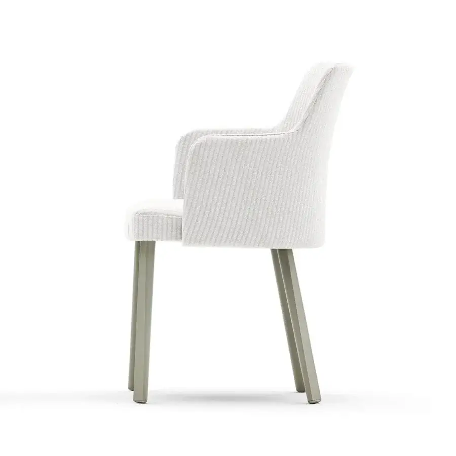 Distinguished Varaschin Emma armchair with light gray Textilene seat and backrest, built with powder-coated aluminum structure