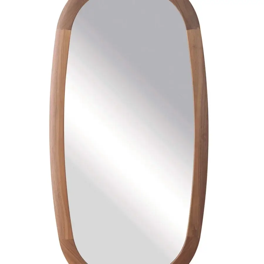 Superior Pacini & Cappellini Mirage mirror with a refined wooden frame in warm brown tones and rounded finish