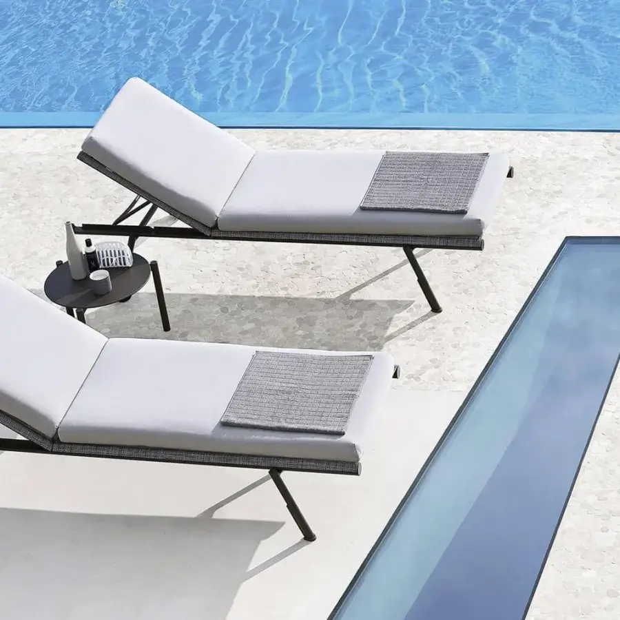Superior Varaschin Bahia side table in dark gray aluminum with a matte finish for modern outdoor use