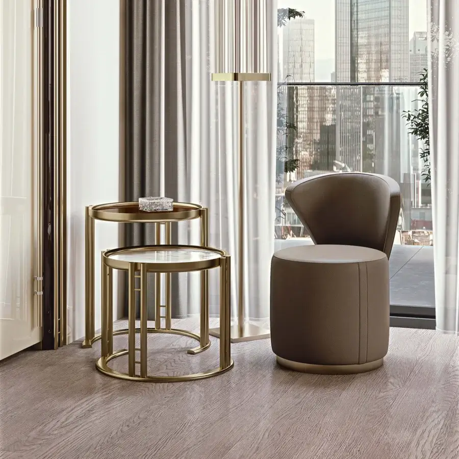 Exceptional Bizzotto Italia Ginko chair with matte brown half-grain natural leather upholstery and a rounded silhouette