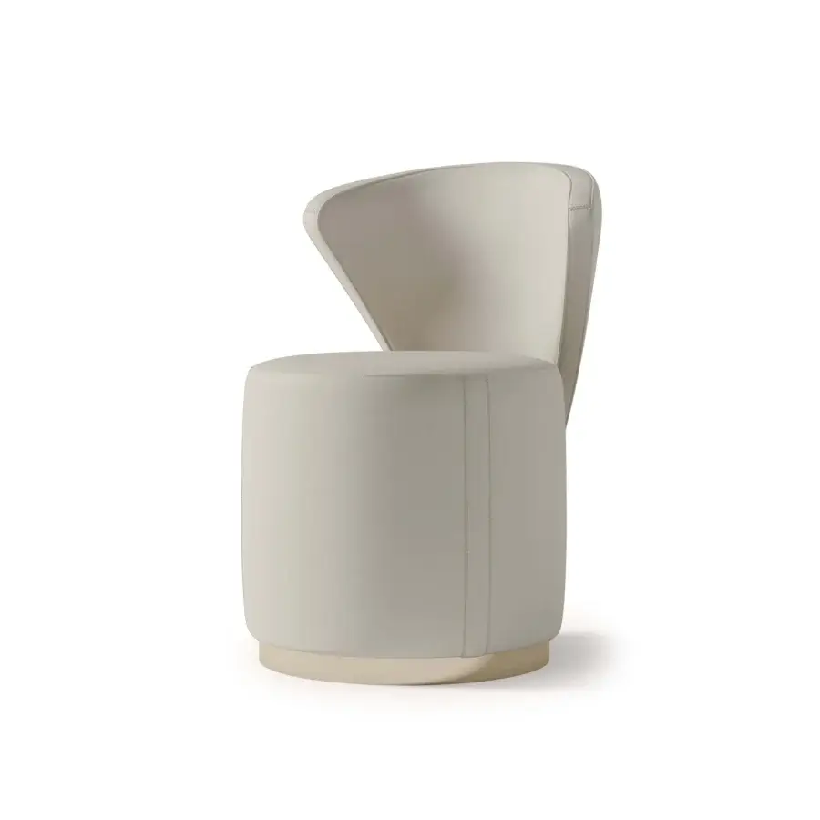 Distinguished Bizzotto Italia Ginko chair with a ginkgo leaf-inspired backrest crafted in light beige half-grain natural leather with a smooth matte finish