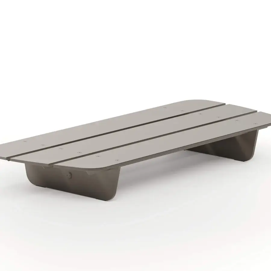 Exceptional Reflex Segno ottoman with slatted build in grayish-taupe solid surface and color-matching brownish-taupe feet