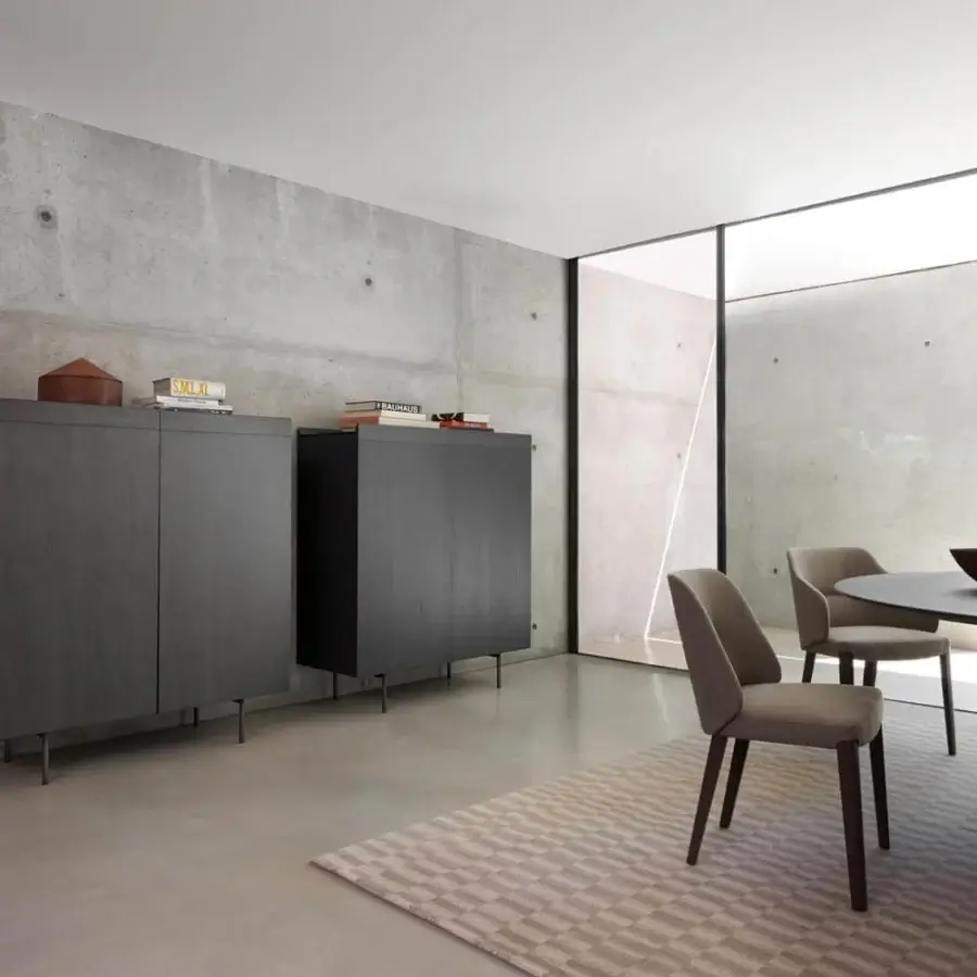 Elegant Potocco Otab table with dark gray round top crafted from ash and bronzed brass detail