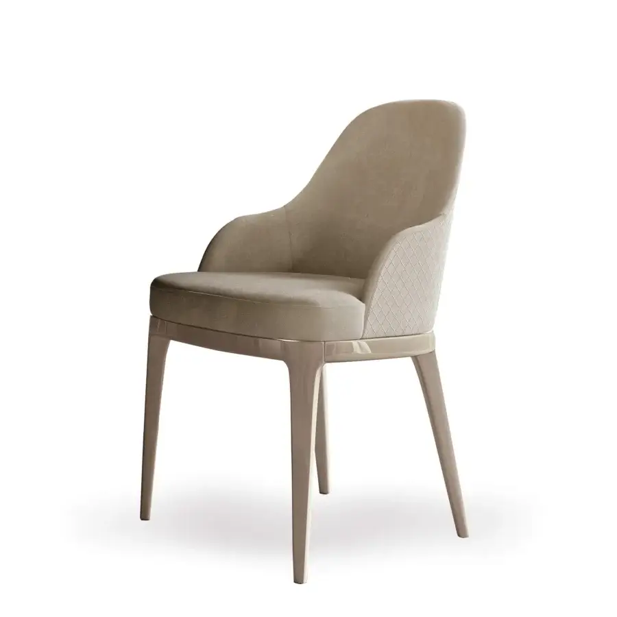 Distinguished Bizzotto Italia Dune chair in beige leather with lacquered metal legs and a light matte finish
