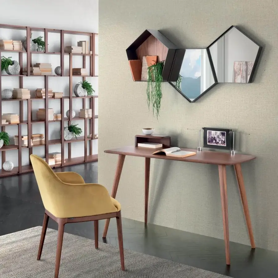 Elegant Pacini & Cappellini Becky chair with wooden structure and muted yellow textile upholstery offering a smooth finish