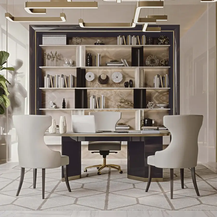 Elegant Bizzotto Italia Hug chair in light beige with leather cover and lacquered metal legs