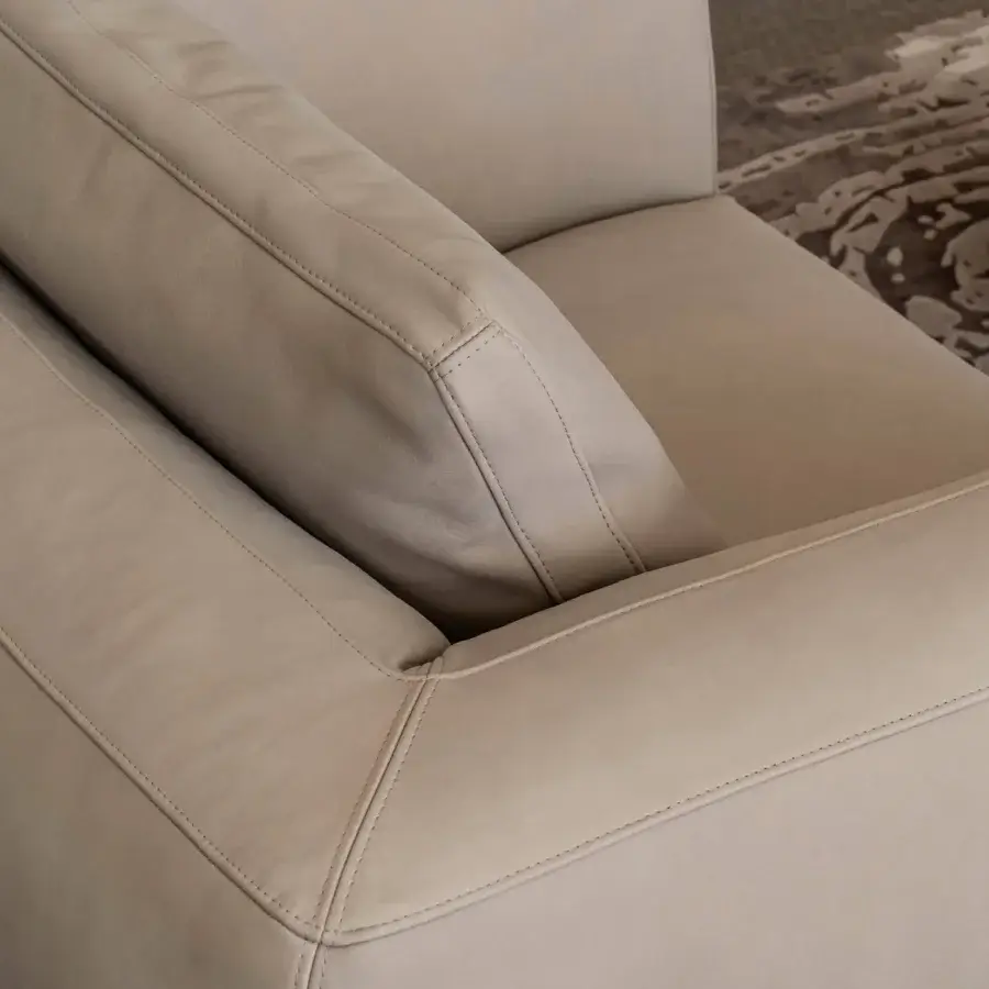 Exceptional Bizzotto Italia Kumo lounge chair with smooth light beige fabric and lacquered metal structure