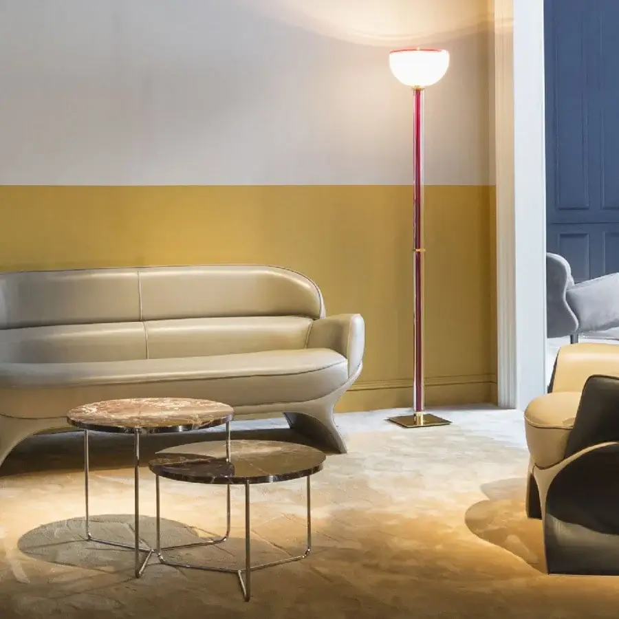 Distinguished Mascheroni Barbablu lounge chair with cream leather upholstery and dark glossy sides