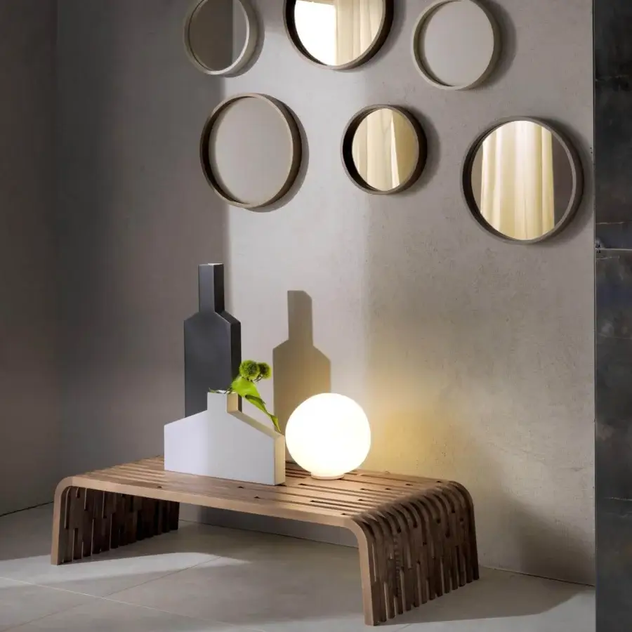 Distinguished Pacini & Cappellini Millerighe coffee table with dark brown solid wood and captivating curved geometric slats