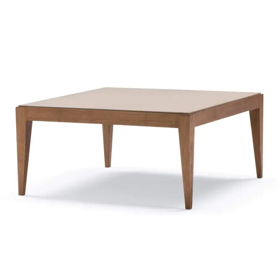 Elegant Pacini & Cappellini Dominique coffee table in solid wood with a smooth matte finish and contrasting wood tones