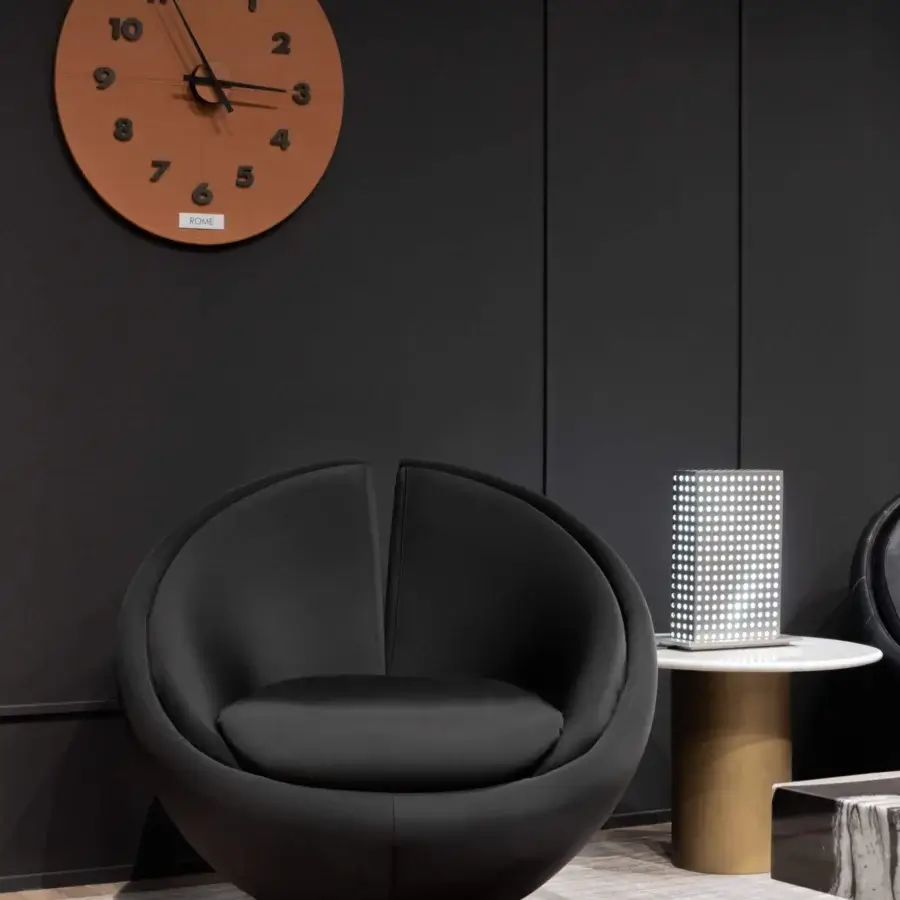 Superior WAYNE Enterprises WE-160 side table with white and gray marble top and golden cylindrical metal base
