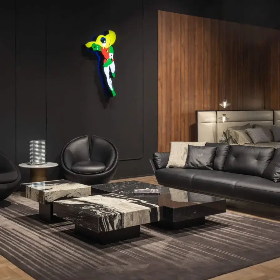 Captivating CONTROVENTO WAYNE Enterprises WE-003L lounge chair in black leather with a sleek glossy metal swivel base