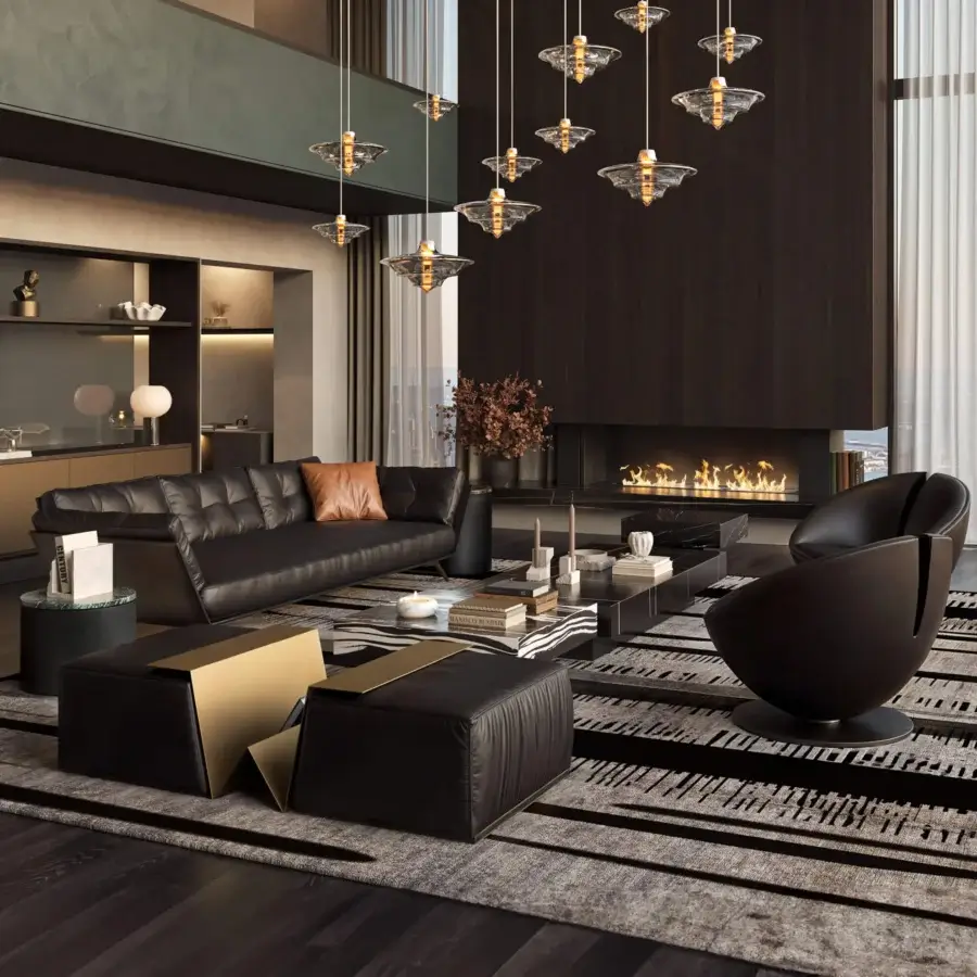 Distinguished CONTROVENTO WAYNE Enterprises WE-003L lounge chair in dark leather with a glossy black metal swivel base