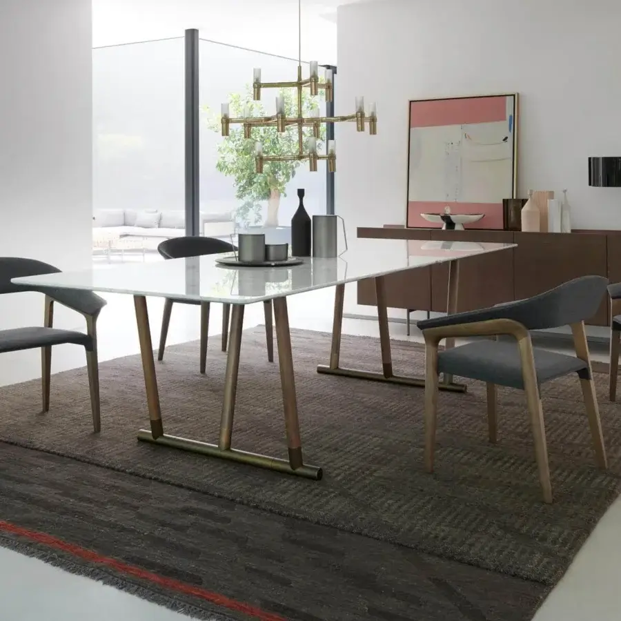Elegant Potocco Memory armchair with natural ash wood and medium gray textile upholstery crafted in Italy