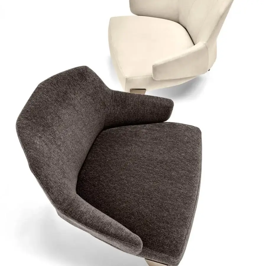 Exclusive Arketipo Nascar lounge chair with dark textured textile upholstery and black nickel legs