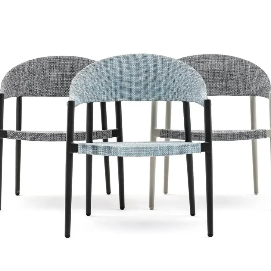 Captivating Varaschin Clever lounge chair crafted with powder-coated aluminum and durable blue VAR#TEX technical fabric