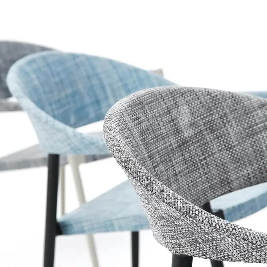 Stylish Varaschin Clever lounge chair crafted with powder-coated aluminum and durable VAR#TEX technical fabric in light blue striping